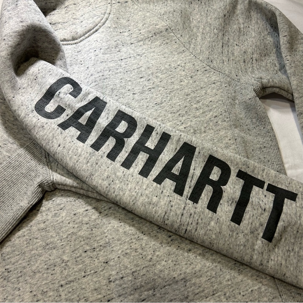 Carhartt Heather Gray Crewneck Sweatshirt with Black Sleeve Logo - Picture 6 of 10